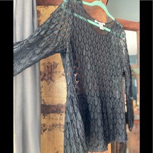 American Rag NWOT Black eyelet top